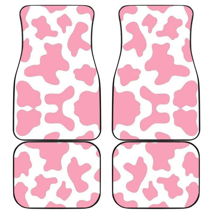 Lisslune | Pastel Pink & White Cow Print Car Mats