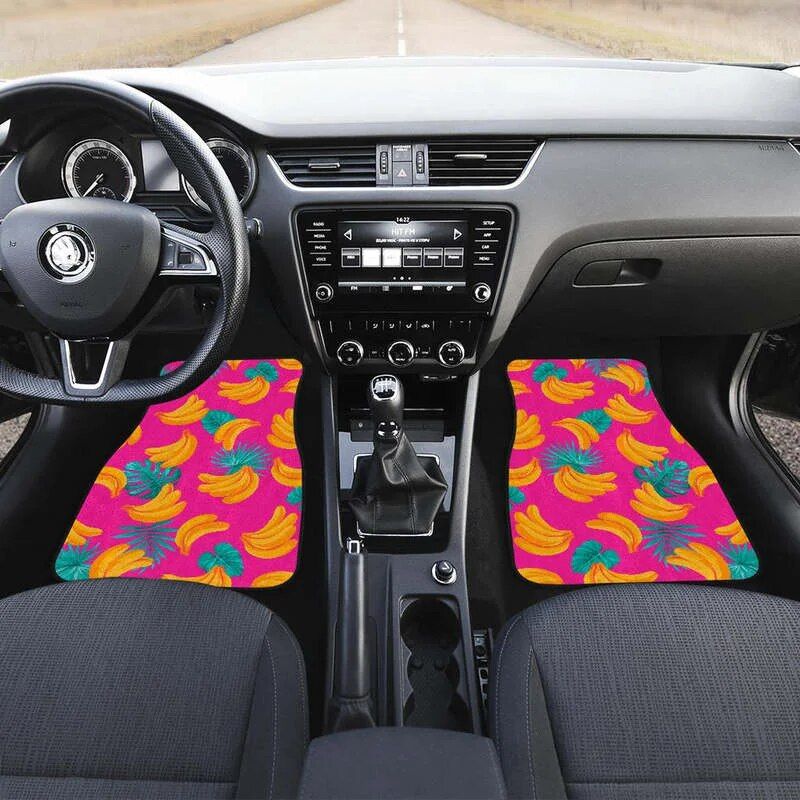 Lisslune | Tropical Pink Banana Print Car Floor Mats