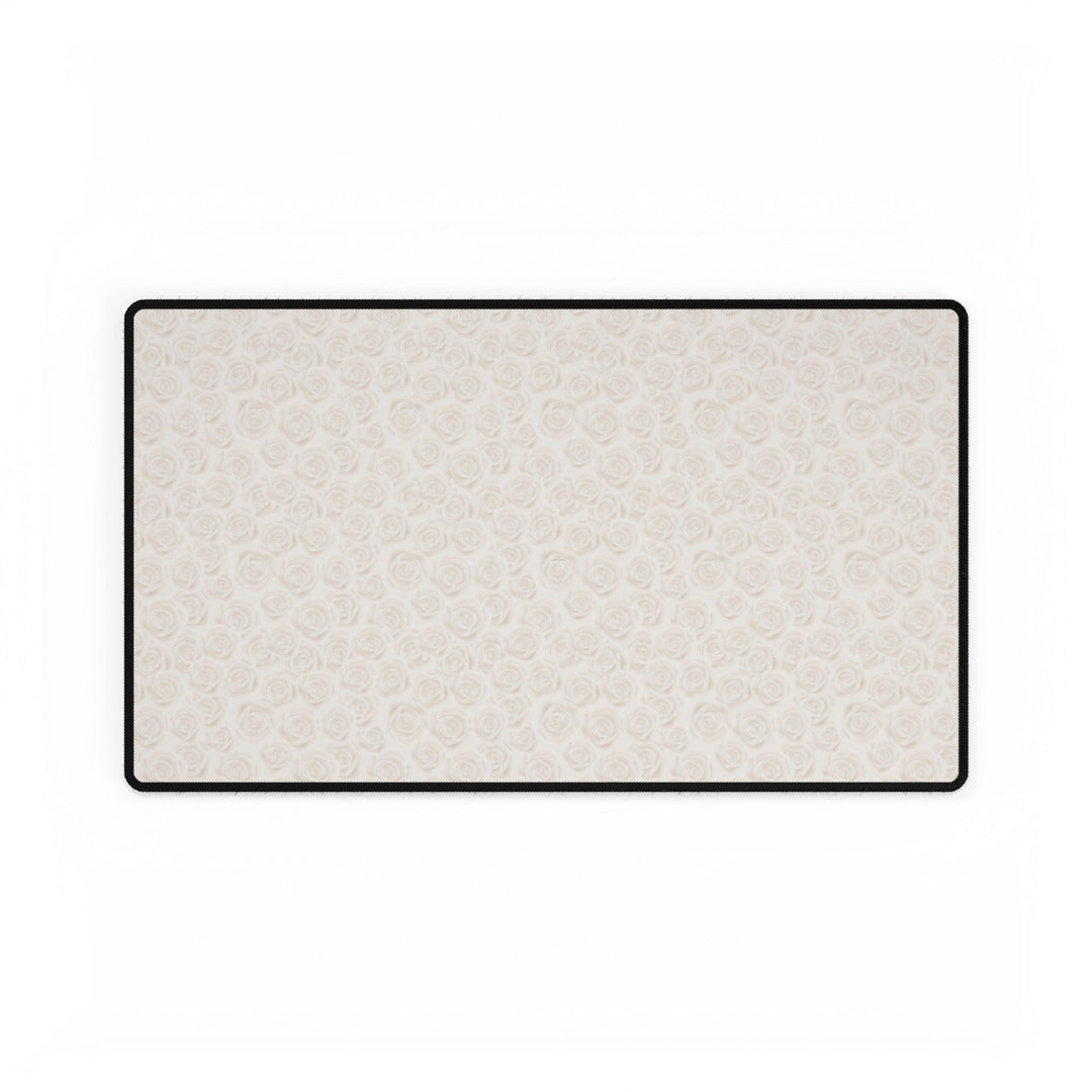 Lisslune | Opulent White Rose Desk Pad - Elegant Workspace Essential with a Touch of Luxury