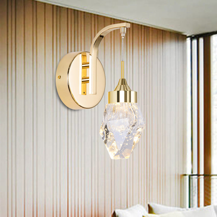 Skørter | Geometric Living Room Wall Light Vintage Bubble Crystal LED Gold Wall Lighting Fixture for Bedroom