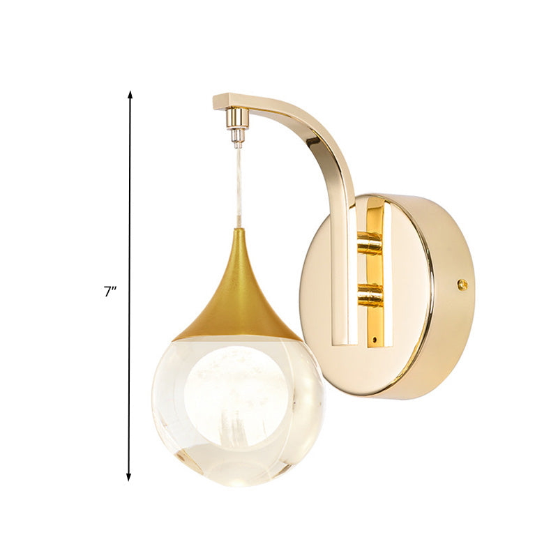 Skørter | Gold LED Wall Mount Lamp Retro Crystal Ball Wall Sconces Lighting for Living Room