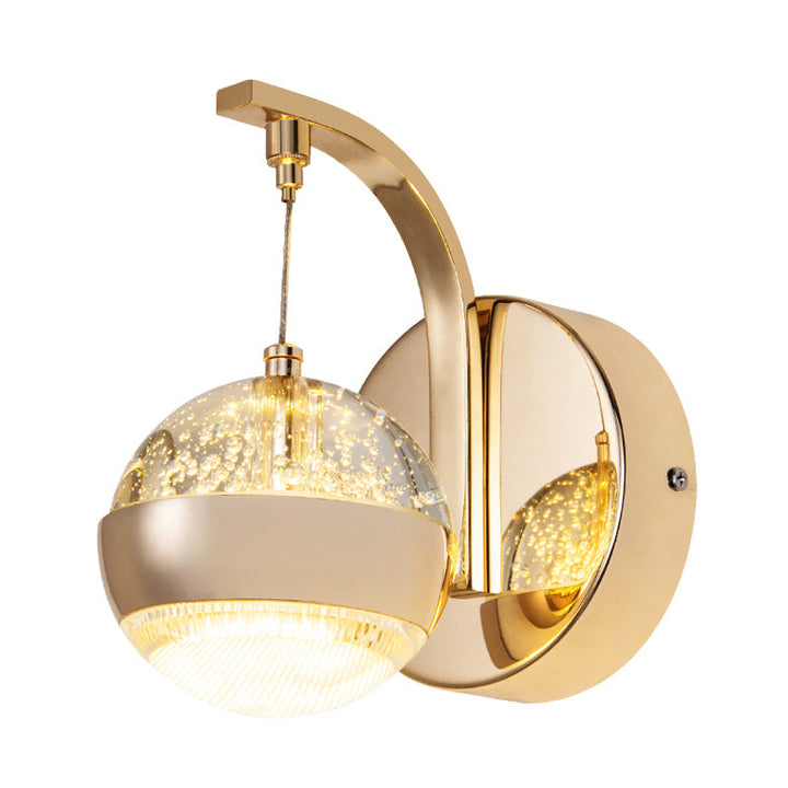 Skørter | Bubble Crystal Globe Wall Lamp Minimalistic 1/2-Bulb LED Bedroom Wall Light in Gold
