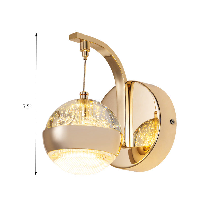 Skørter | Bubble Crystal Globe Wall Lamp Minimalistic 1/2-Bulb LED Bedroom Wall Light in Gold