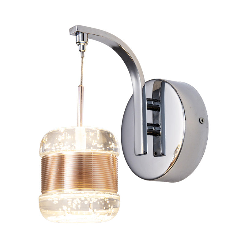 Skørter | Traditionalism Drum Wall Lamp LED Bubble Crystal Wall Lighting in Gold for Bedroom