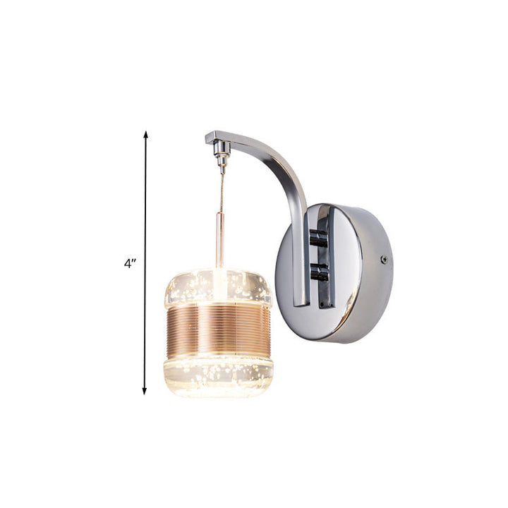 Skørter | Traditionalism Drum Wall Lamp LED Bubble Crystal Wall Lighting in Gold for Bedroom