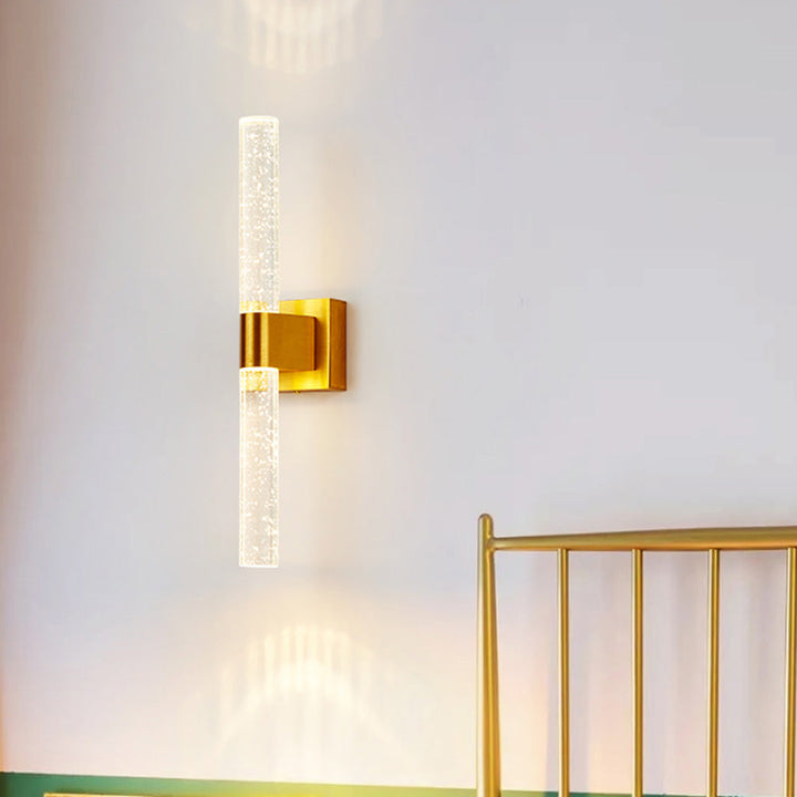 Skørter | Linear bedroom wall light wall lamp traditional clear bubble crystal 1/2 heads gold LED wall lighting fixture