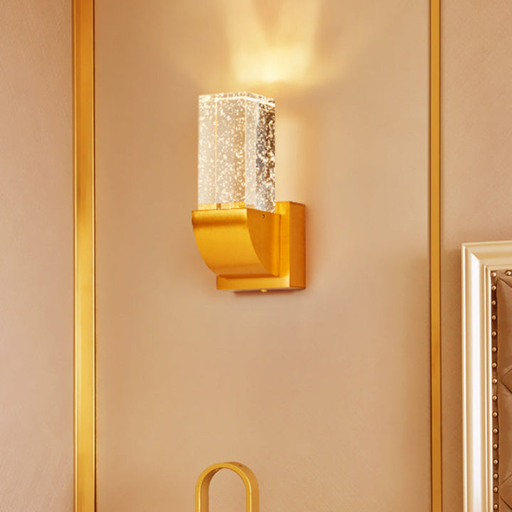 Skørter | Bubble Crystal Brown/Gold Wall Lighting Rectangular LED Traditional Wall Lamp Light for Bedroom