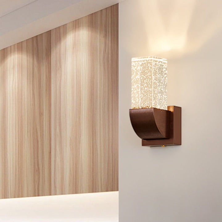 Skørter | Bubble Crystal Brown/Gold Wall Lighting Rectangular LED Traditional Wall Lamp Light for Bedroom