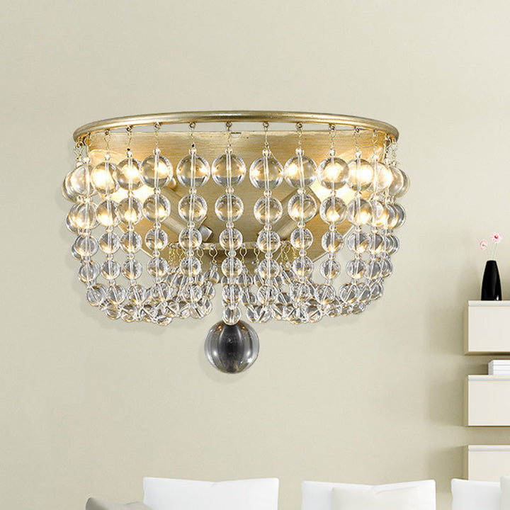 Skørter | 2 Lights Crystal Wall Lamp Traditionalist Gold Bead Living Room Wall Mounted Light