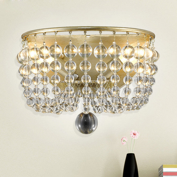 Skørter | 2 Lights Crystal Wall Lamp Traditionalist Gold Bead Living Room Wall Mounted Light