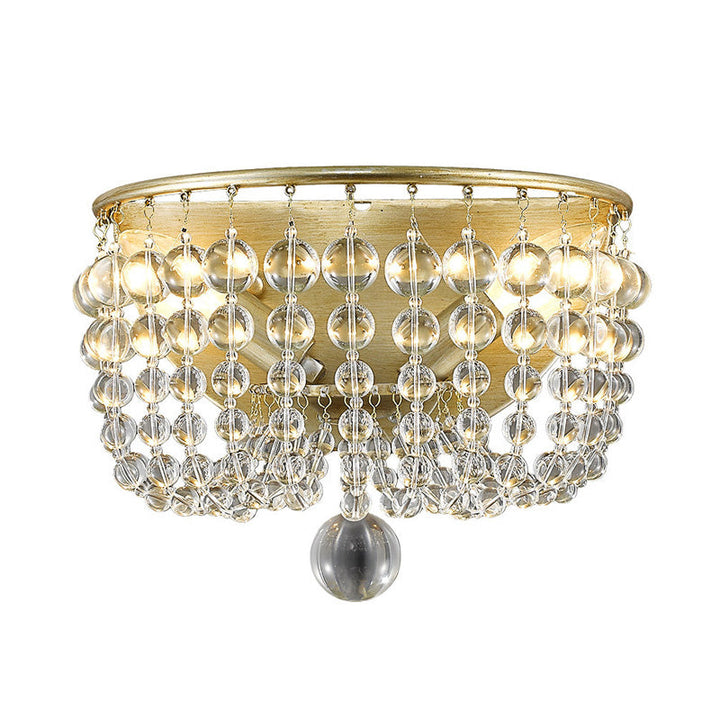 Skørter | 2 Lights Crystal Wall Lamp Traditionalist Gold Bead Living Room Wall Mounted Light