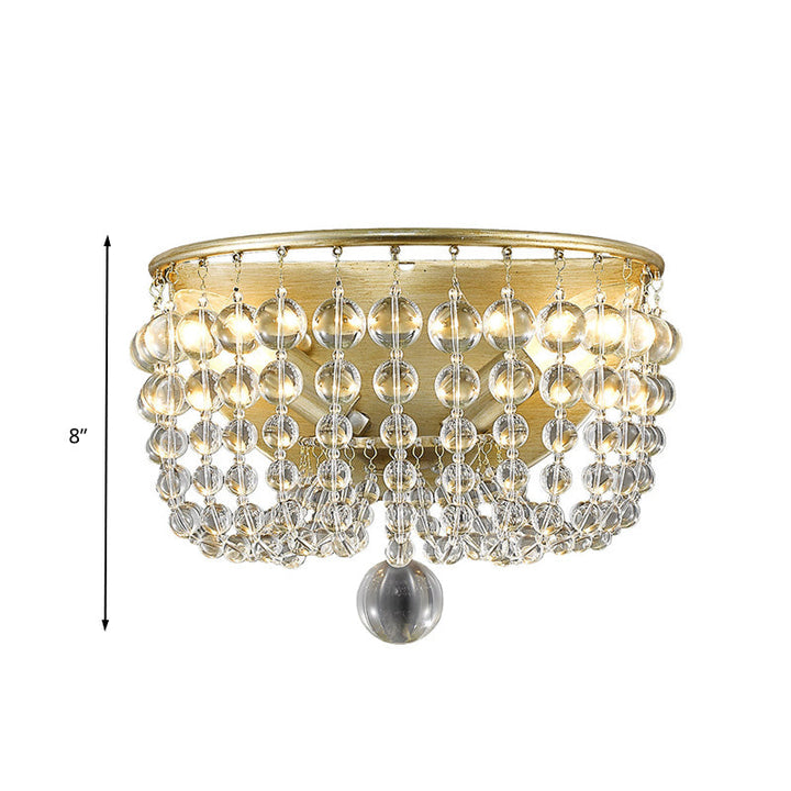 Skørter | 2 Lights Crystal Wall Lamp Traditionalist Gold Bead Living Room Wall Mounted Light