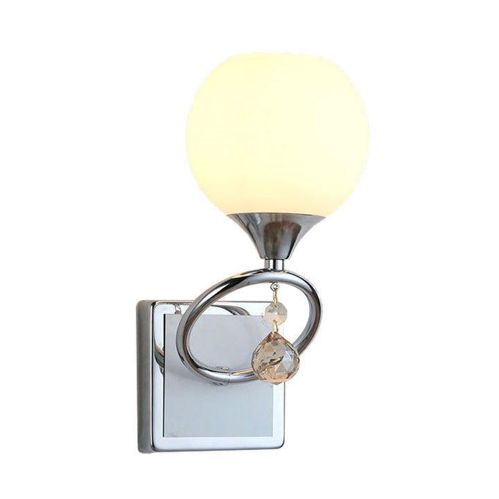 Skørter | Dome Bedroom Wall Light Traditional Frosted Glass 1 Head Gold/Chrome Wall Lighting with Crystal Ball