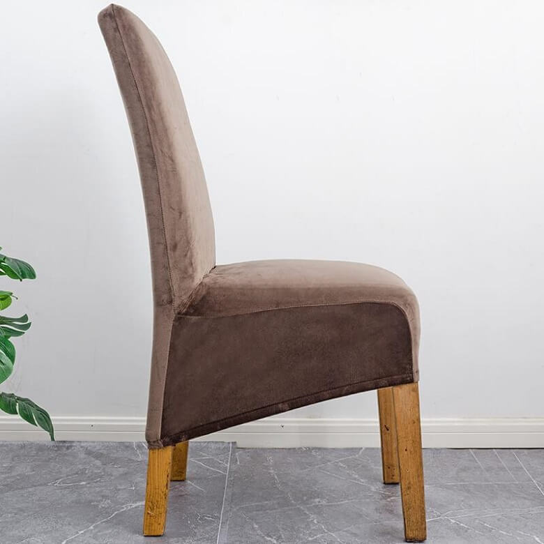 Lisslune | Stretch Velvet XL Size Dining Chair Covers x4 | Soft. Stretchable & Non-Slip for Home Dining Room Decoration