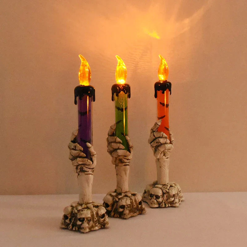 Lisslune | Halloween Ghost Hand Electronic Skeleton Candle Halloween Party Bar Props Decoration Glitter Lamp
