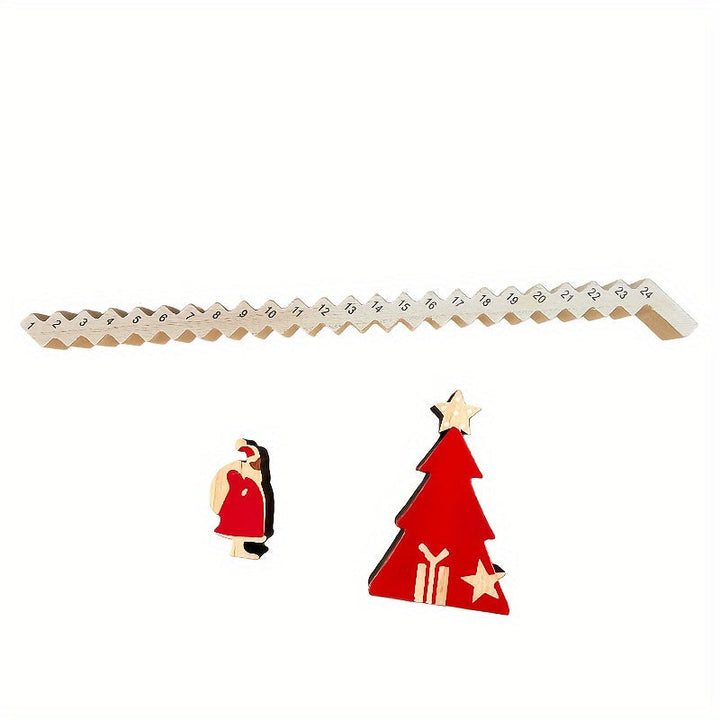 Lisslune | Santa Advent Calendar – 24-Day Wooden Christmas Countdown with English Text, Tabletop Holiday Decor for Parties, Homes, and Festive Displays