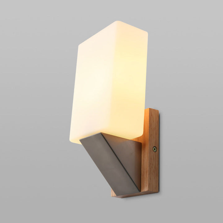 Skørter | White glass rectangular wall lighting Asian 1 head wall lamp for staircase