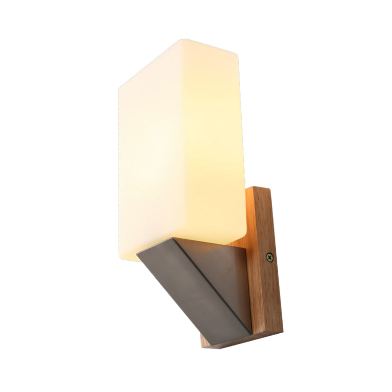 Skørter | White glass rectangular wall lighting Asian 1 head wall lamp for staircase