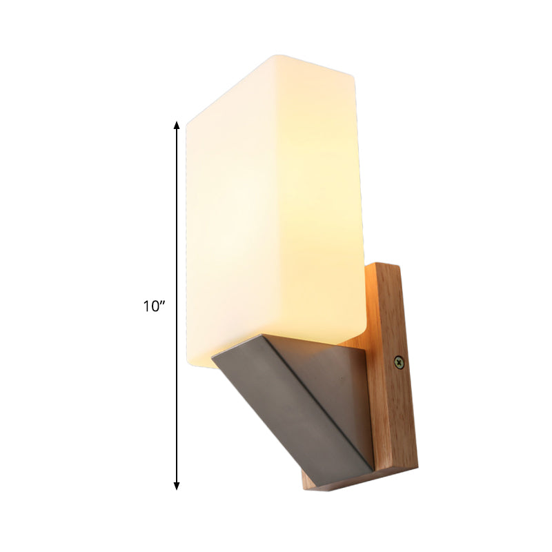 Skørter | White glass rectangular wall lighting Asian 1 head wall lamp for staircase