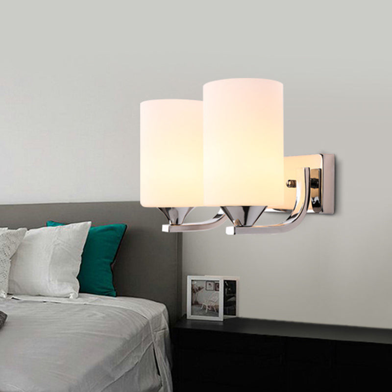 Lisslune | Chromatic Cylindrical Wall Lamp Modernist 2 Heads Milk Glass Wall Mount Lighting