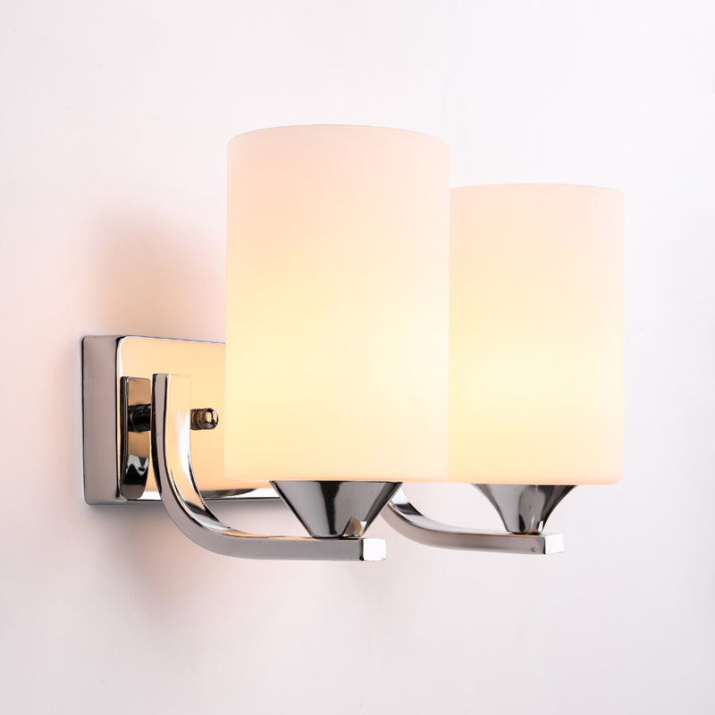 Lisslune | Chromatic Cylindrical Wall Lamp Modernist 2 Heads Milk Glass Wall Mount Lighting