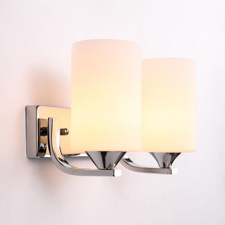 Lisslune | Chromatic Cylindrical Wall Lamp Modernist 2 Heads Milk Glass Wall Mount Lighting