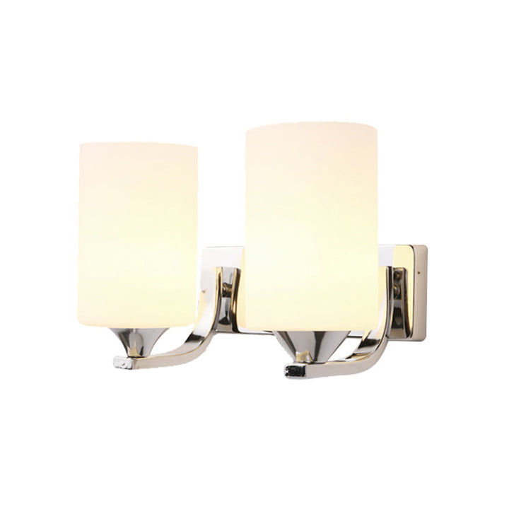 Lisslune | Chromatic Cylindrical Wall Lamp Modernist 2 Heads Milk Glass Wall Mount Lighting