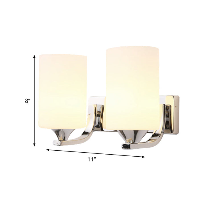 Lisslune | Chromatic Cylindrical Wall Lamp Modernist 2 Heads Milk Glass Wall Mount Lighting