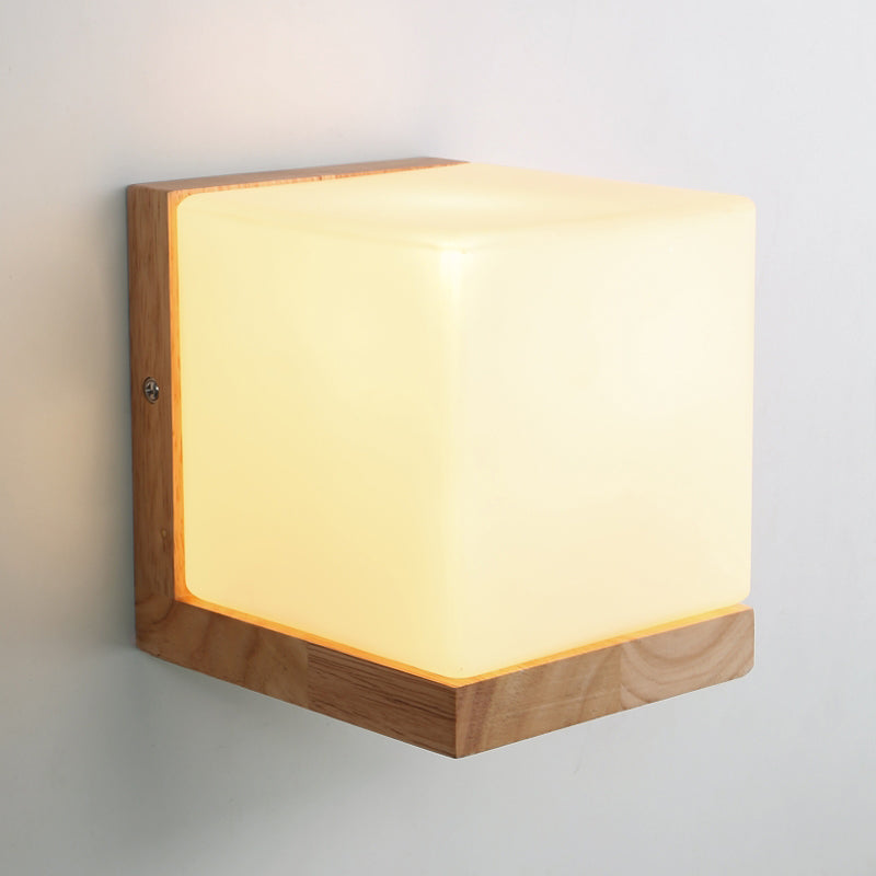 Skørter | Modern Square Wall Lamp White Glass 1 Bulb Living Room Wall Lighting