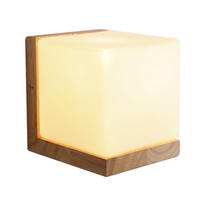 Skørter | Modern Square Wall Lamp White Glass 1 Bulb Living Room Wall Lighting