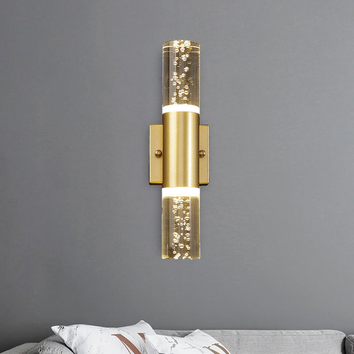 Skørter | Bubble Crystal Gold Wall Light Cylinder 1/2/3 Heads Minimalist LED Wall Light for Living Room