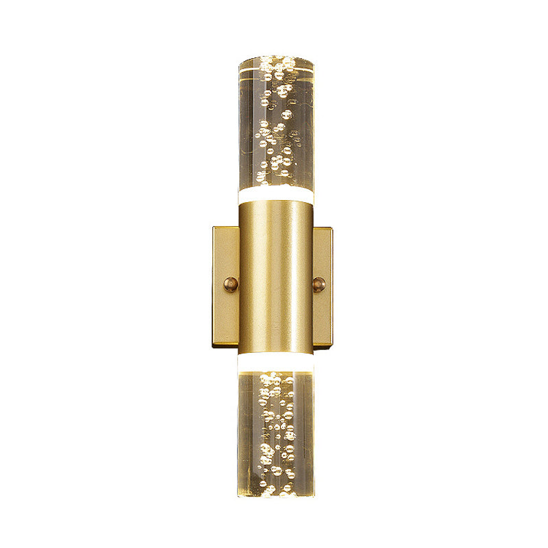 Skørter | Bubble Crystal Gold Wall Light Cylinder 1/2/3 Heads Minimalist LED Wall Light for Living Room