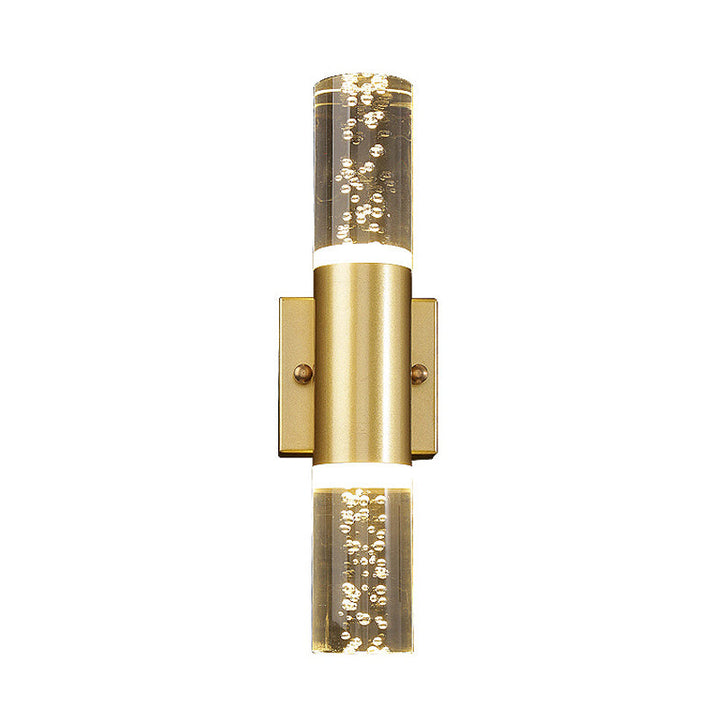 Skørter | Bubble Crystal Gold Wall Light Cylinder 1/2/3 Heads Minimalist LED Wall Light for Living Room