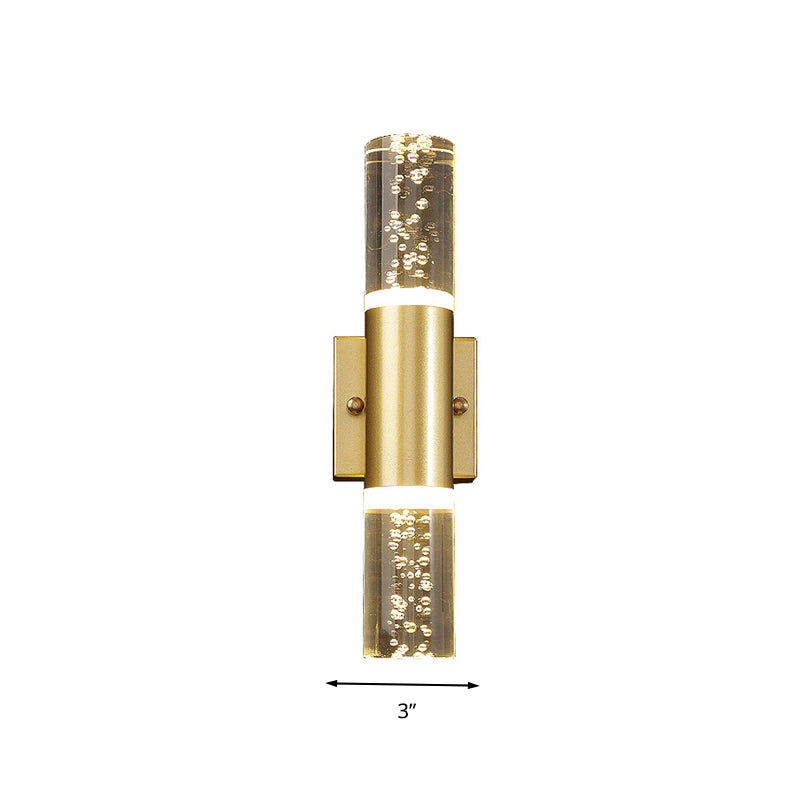 Skørter | Bubble Crystal Gold Wall Light Cylinder 1/2/3 Heads Minimalist LED Wall Light for Living Room
