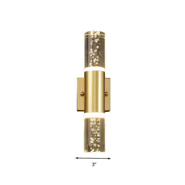 Skørter | Bubble Crystal Gold Wall Light Cylinder 1/2/3 Heads Minimalist LED Wall Light for Living Room
