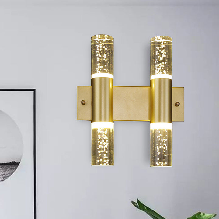 Skørter | Bubble Crystal Gold Wall Light Cylinder 1/2/3 Heads Minimalist LED Wall Light for Living Room