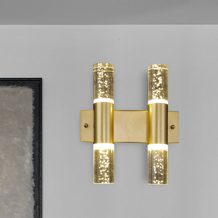 Skørter | Bubble Crystal Gold Wall Light Cylinder 1/2/3 Heads Minimalist LED Wall Light for Living Room