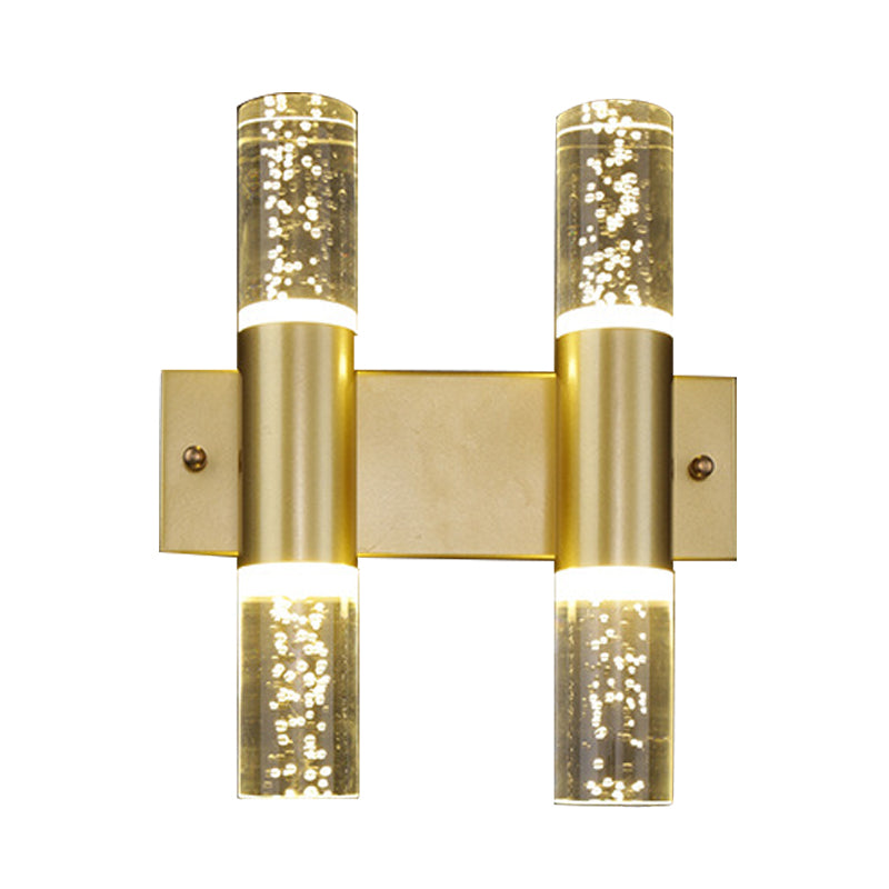 Skørter | Bubble Crystal Gold Wall Light Cylinder 1/2/3 Heads Minimalist LED Wall Light for Living Room