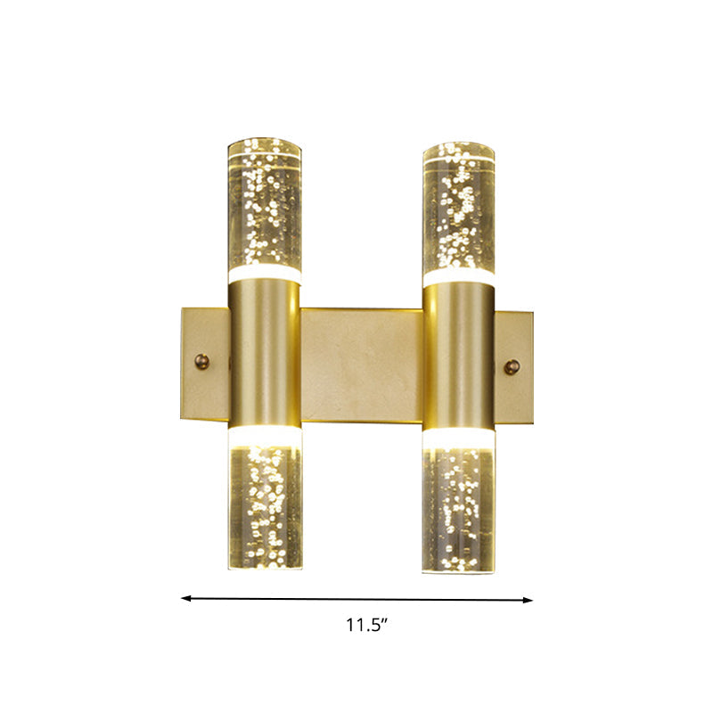 Skørter | Bubble Crystal Gold Wall Light Cylinder 1/2/3 Heads Minimalist LED Wall Light for Living Room