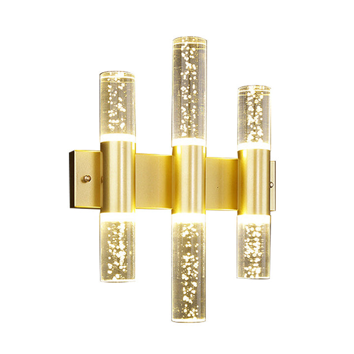 Skørter | Bubble Crystal Gold Wall Light Cylinder 1/2/3 Heads Minimalist LED Wall Light for Living Room