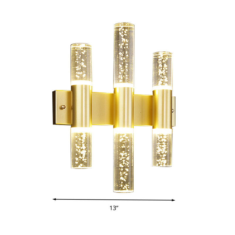 Skørter | Bubble Crystal Gold Wall Light Cylinder 1/2/3 Heads Minimalist LED Wall Light for Living Room
