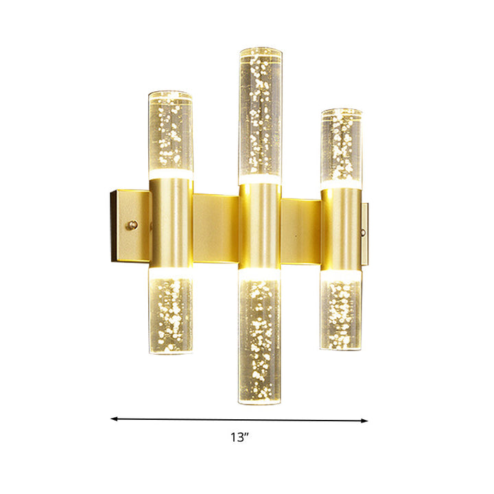 Skørter | Bubble Crystal Gold Wall Light Cylinder 1/2/3 Heads Minimalist LED Wall Light for Living Room