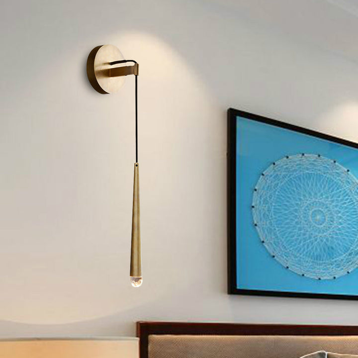 Skørter | Simple Cone Wall Lamp Sconces LED K9 Crystal Wall Lighting Fixture in Gold, 12"/19.5"/23.5" High