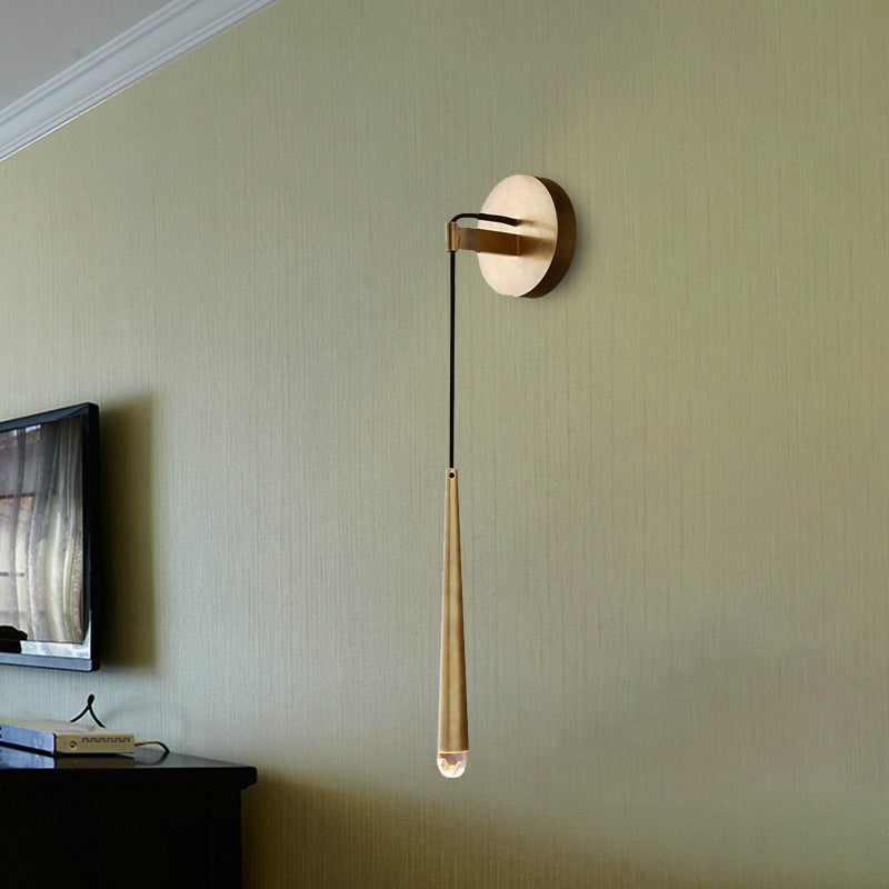 Skørter | Simple Cone Wall Lamp Sconces LED K9 Crystal Wall Lighting Fixture in Gold, 12"/19.5"/23.5" High