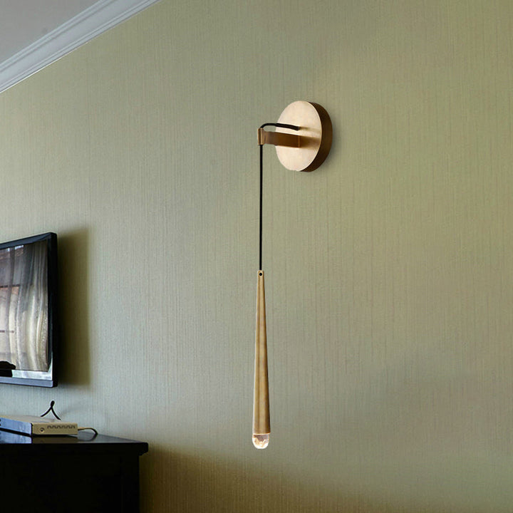 Skørter | Simple Cone Wall Lamp Sconces LED K9 Crystal Wall Lighting Fixture in Gold, 12"/19.5"/23.5" High