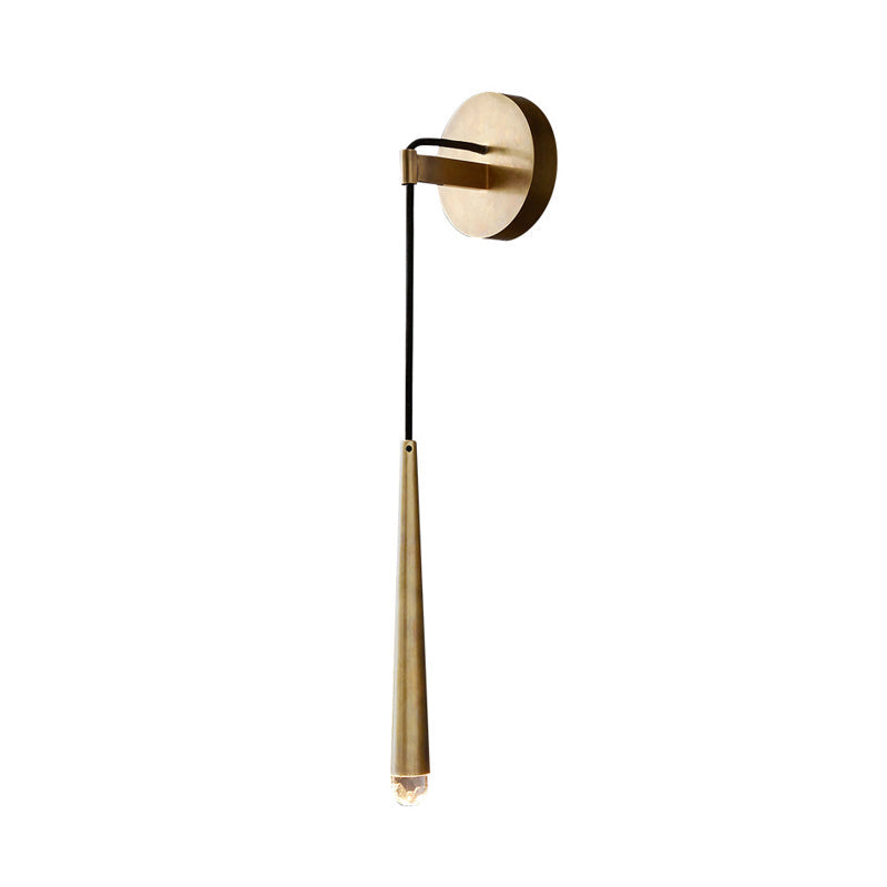 Skørter | Simple Cone Wall Lamp Sconces LED K9 Crystal Wall Lighting Fixture in Gold, 12"/19.5"/23.5" High