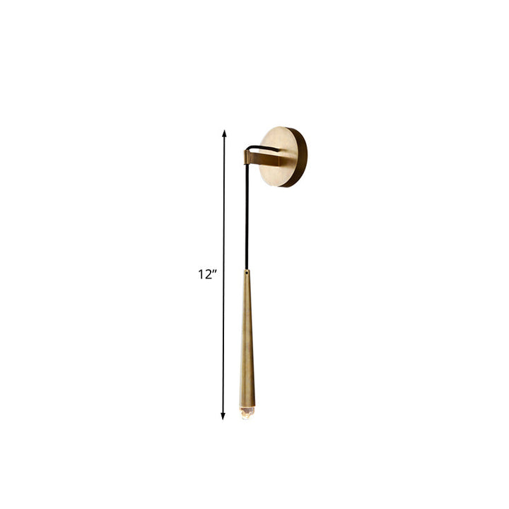 Skørter | Simple Cone Wall Lamp Sconces LED K9 Crystal Wall Lighting Fixture in Gold, 12"/19.5"/23.5" High