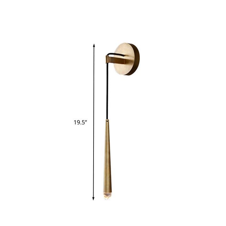 Skørter | Simple Cone Wall Lamp Sconces LED K9 Crystal Wall Lighting Fixture in Gold, 12"/19.5"/23.5" High