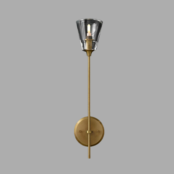 Skørter | Cone-Shaped Bathroom Wall Light Retro Clear Glass 1/2 Light Black/Brass LED Wall Mount Lighting