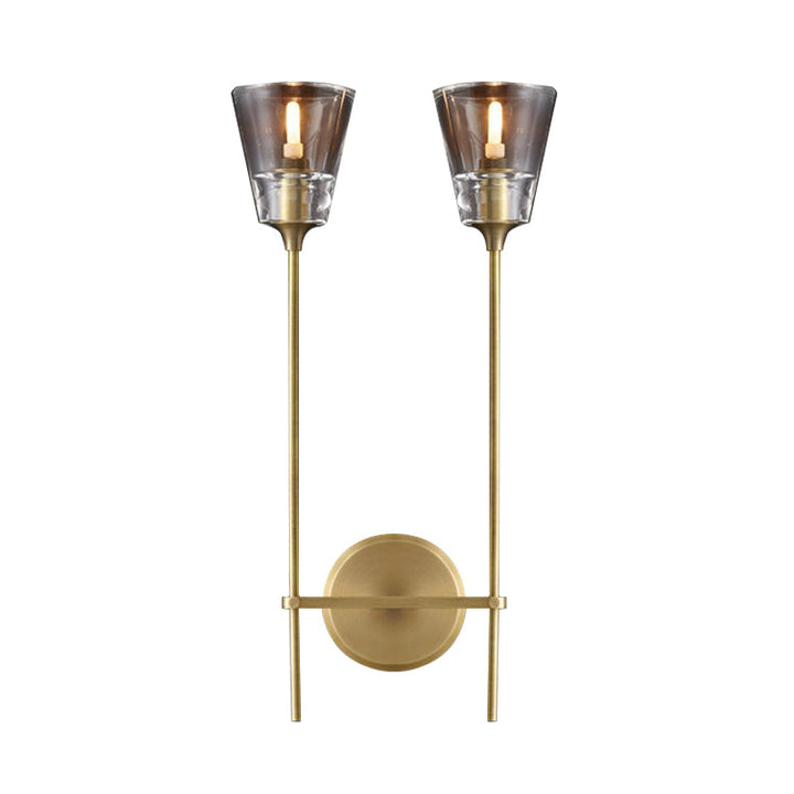 Skørter | Cone-Shaped Bathroom Wall Light Retro Clear Glass 1/2 Light Black/Brass LED Wall Mount Lighting